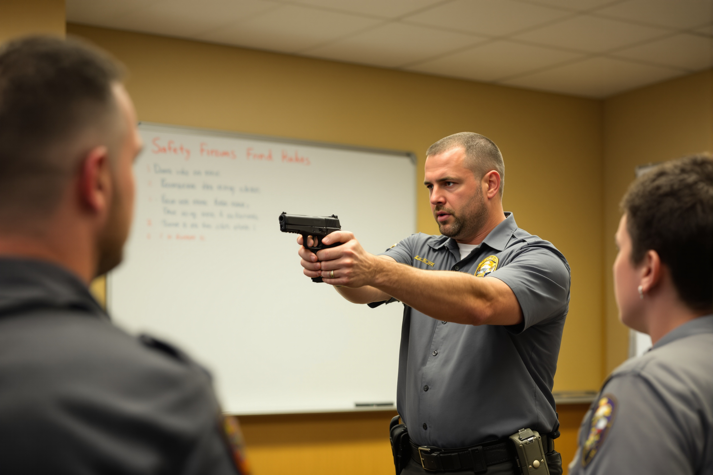 Instructor demonstrating handgun techniques