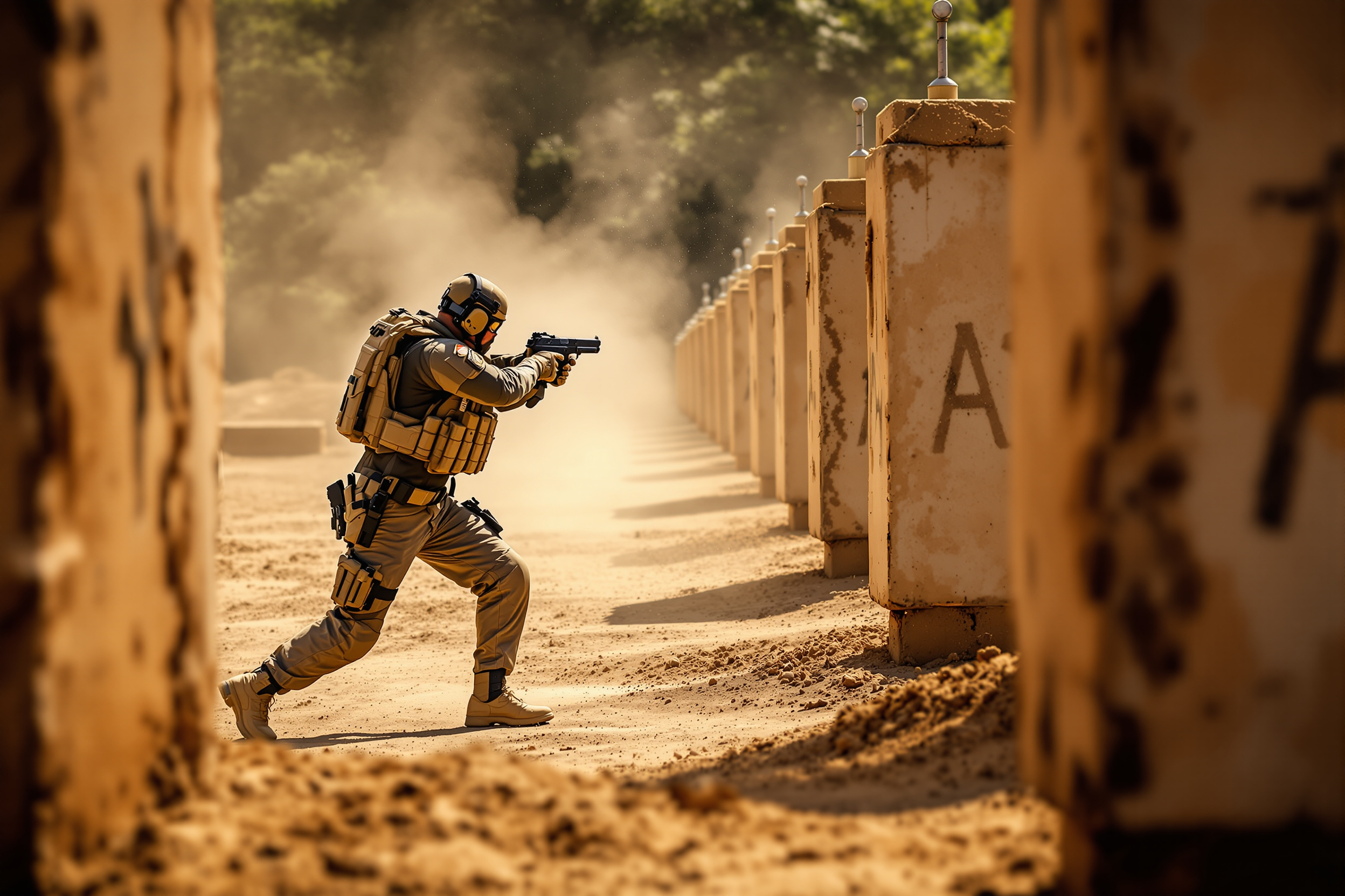 Tactical pistol training outdoors